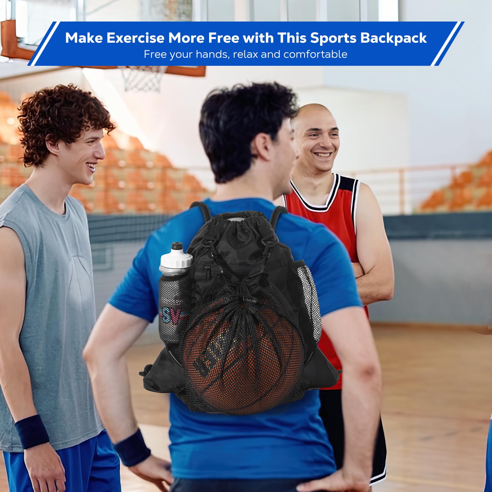 Grande Zaino Sportivo Con Coulisse E Scomparto Scarpe – Impermeabile Per Palestra, Spiaggia E Viaggi