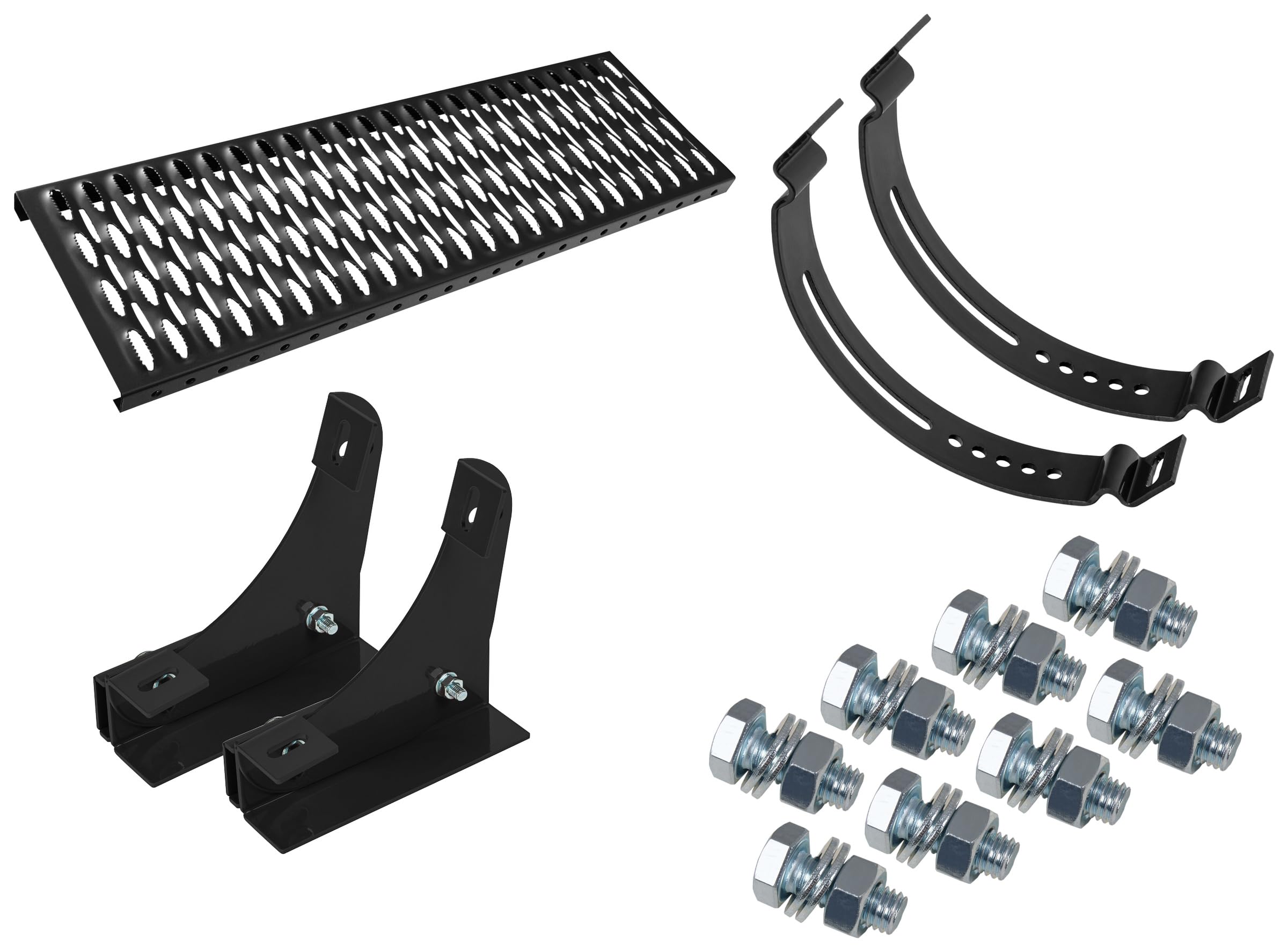 Dachtritt Steigtritt 80 cm Komplett für stehender Doppelfalz Blech stehfalz (RAL 9005 - Schwarz)