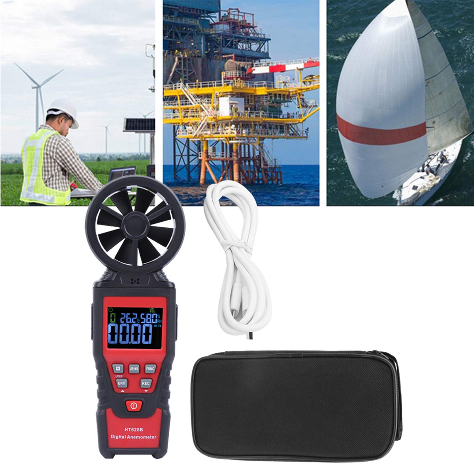 Anemometro Digitale Indicatore di velocità del Efficiente per gli Appassionati di attività All'aperto Adatto per la Produzione di Energia Eolica e Sistemi di Ventilazione Materiale Plastico