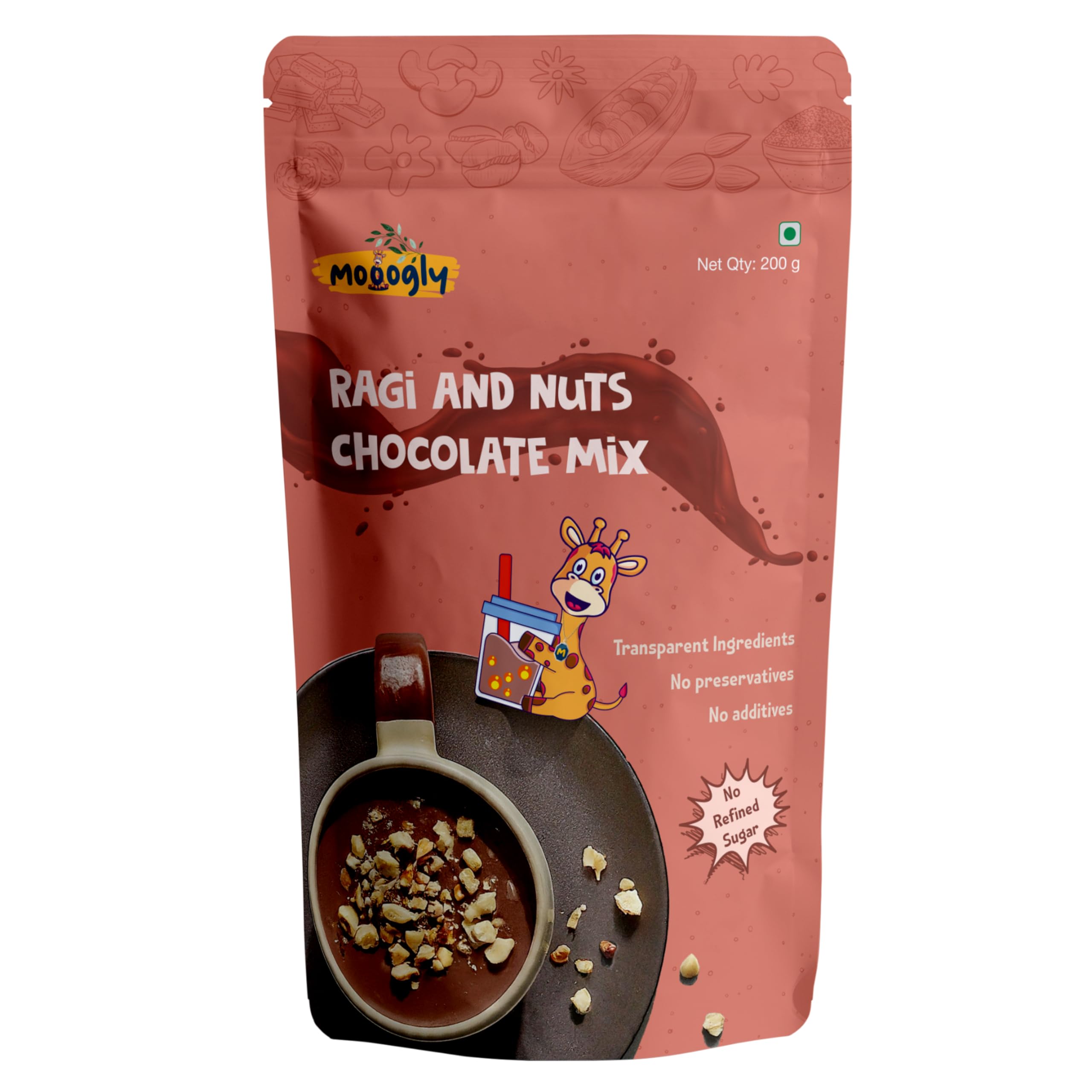 Mooogly Ragi & Nuts Chocolate Mix | 200g – Premium Ragi Hot Chocolate Mix | Vegan, Gluten-Free, Unsweetened & No Refined Sugar | Instant Hot Ragi & Nuts cocoa Powder for Kids & Adults.-image-21