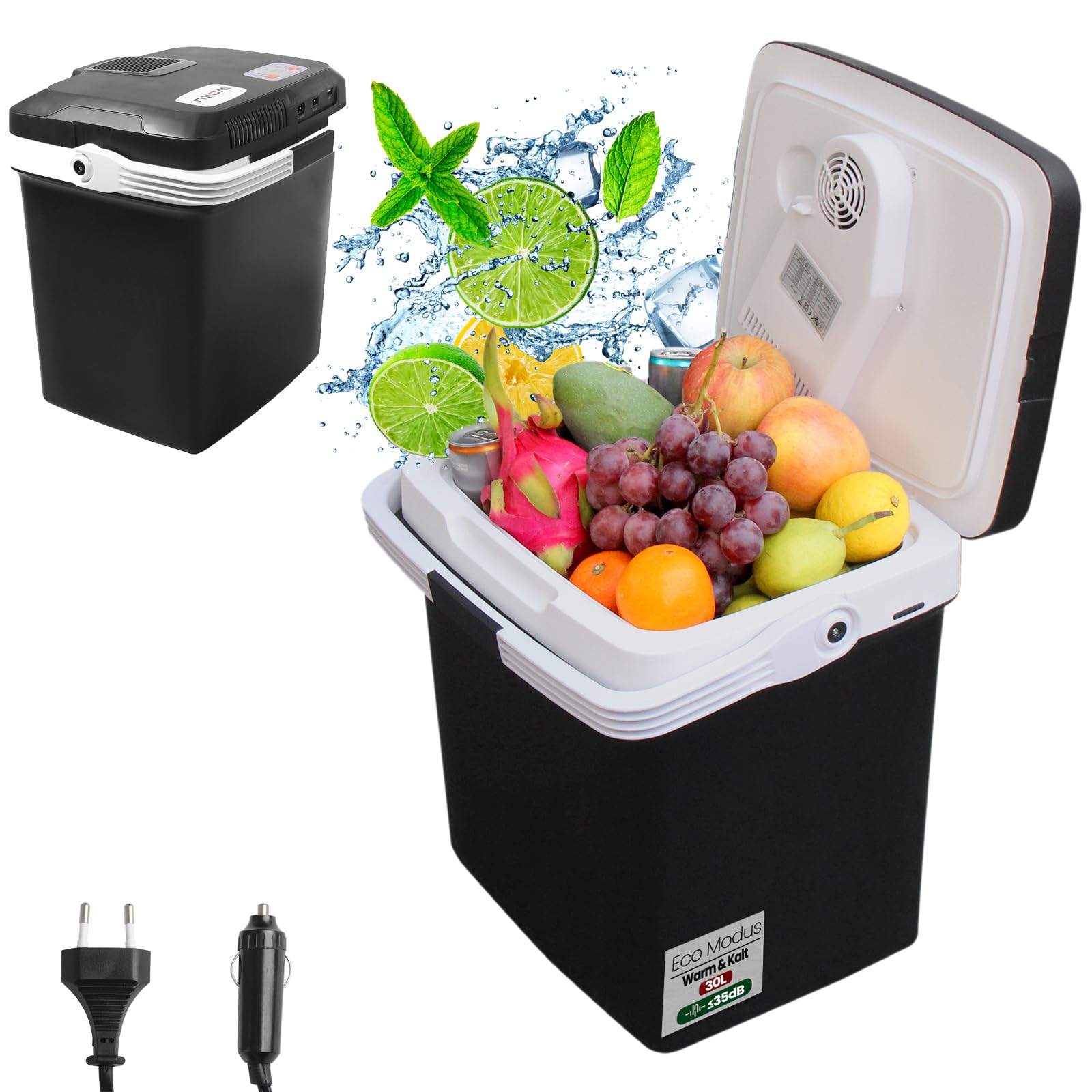 WOLTU AC/DC Nevera Termoeléctrica Portátil Calor/Frío Nevera Portátil Negro Nevera para Coche Nevera Camping Playa Montaña Viaje Conexiones 12V&220V, 24L KUE002sz