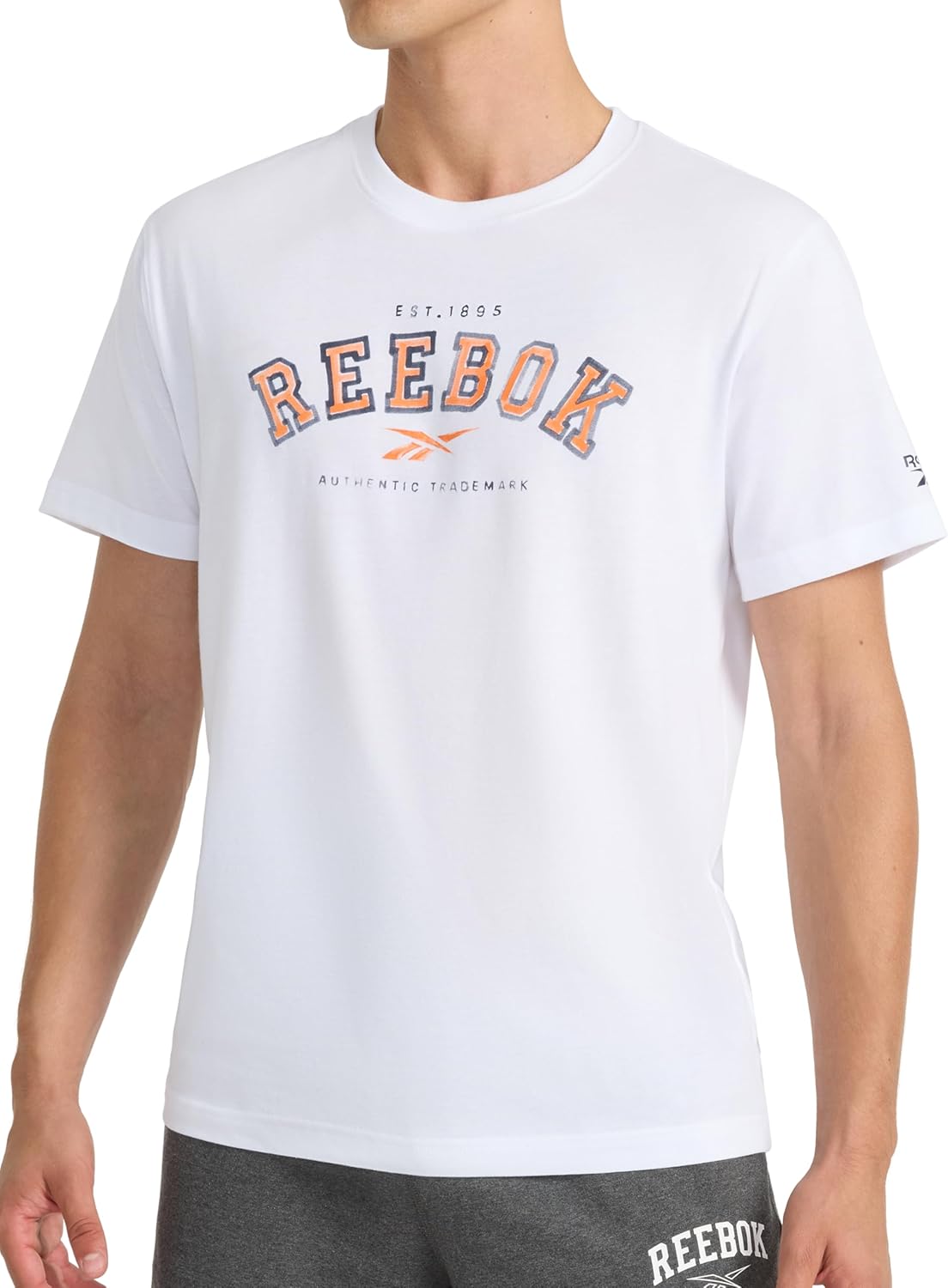 Reebok Mens Short Sleeve Graphic Crewneck T-Shirt, Standard Fit, Lightweight Cotton-Poly Fabric