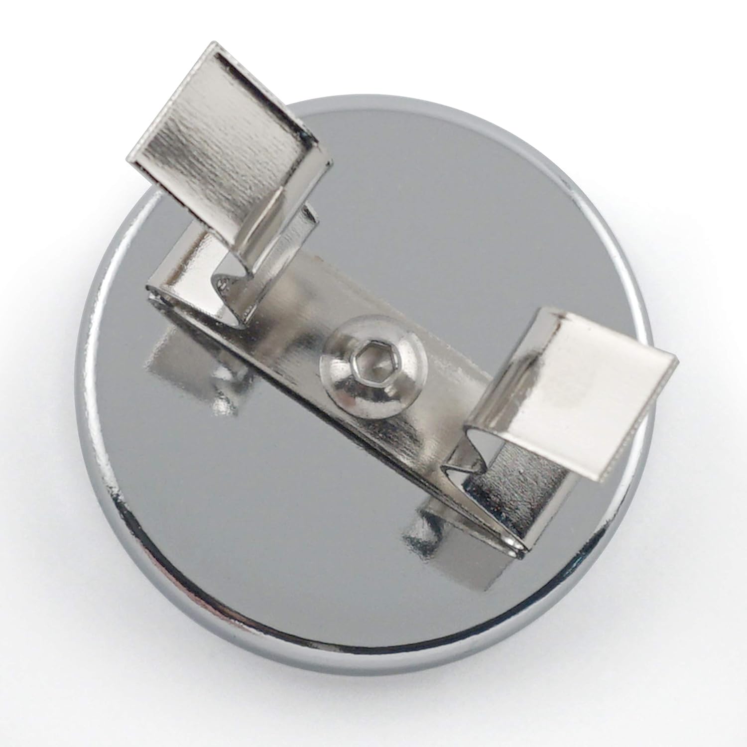 Master Magnetics RB50NPCX2 Magnetic Hook, Round Base Magnet Fastener with Steel Clip Chrome Plate, 2.04" Diameter, 2.210" Total Height, 35 Pounds, Silver (Pack of 2) : Industrial & Scientific