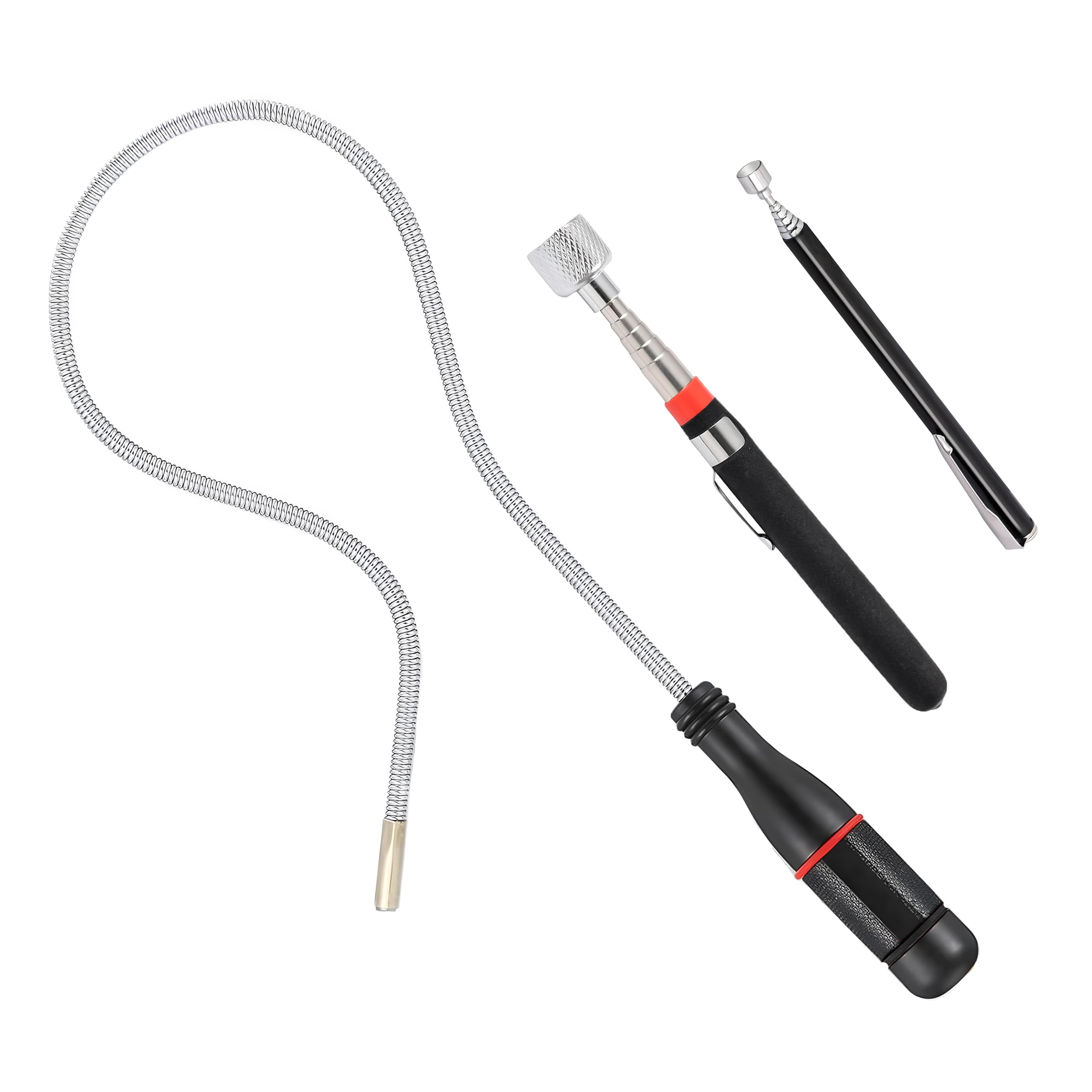 3 Piezas Recogedor Magnético Telescópico, Varillas MagnéTicas TelescóPicas Herramientas de Recogida Iman Flexible Herramienta Recogedor Magnético Extensible para Encontrar Tuerca de Metal Pernos Torni