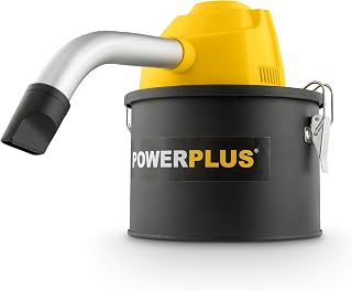 POWER plus Aspirador de cenizas eléctrico compacto para chimenea, horno, depósito de 4 l, máx. 40 °, amarillo, estilo hexagonal, acero inoxidable, aspirador de cenizas