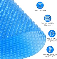 Vista 2 de Towallmark Cubierta solar rectangular para piscina de 18 pies x 36 pies, manta de retención de calor de 300 μm para piscinas rectangulares