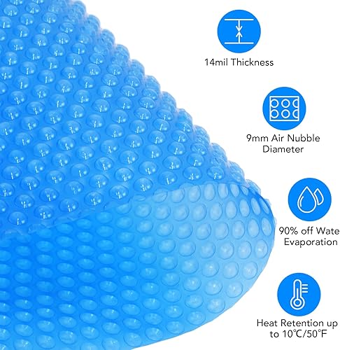 Miniatura 2 de Towallmark Cubierta solar rectangular para piscina de 20 x 40 pies, manta de retención de calor de 300 m para piscinas rectangulares en el suelo y