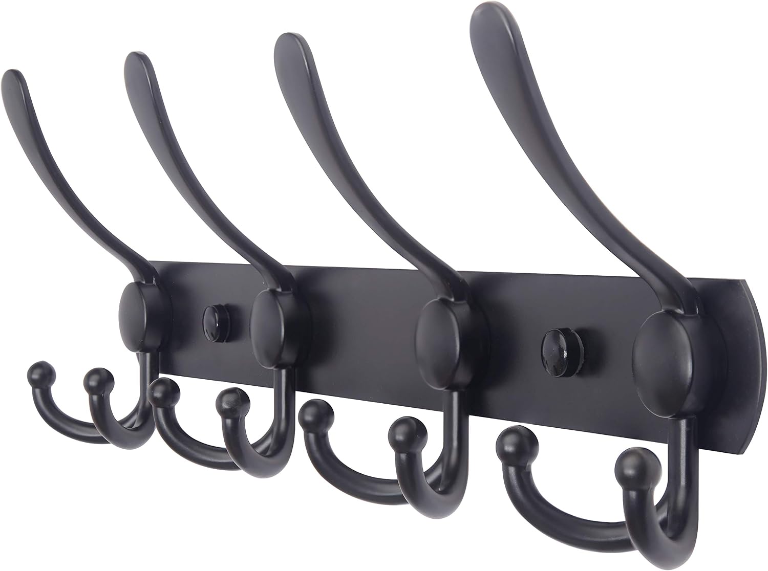WEBI Coat Rack Wall Mounted,4 Tri Hooks for Hanging,Coat Hook,Hook Rack,Hook Rail,Coat Hanger Wall Mount for Hats,Towel,Jacket,Entryway,Black