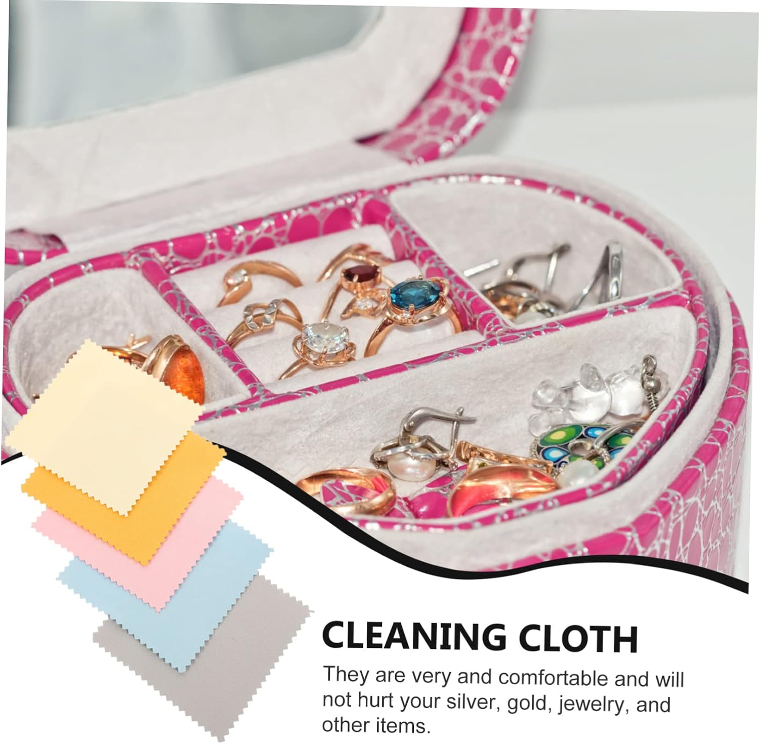 15 Piece Plush Jewelry Cleaning Cloth Set for Gloss Restoration Portable