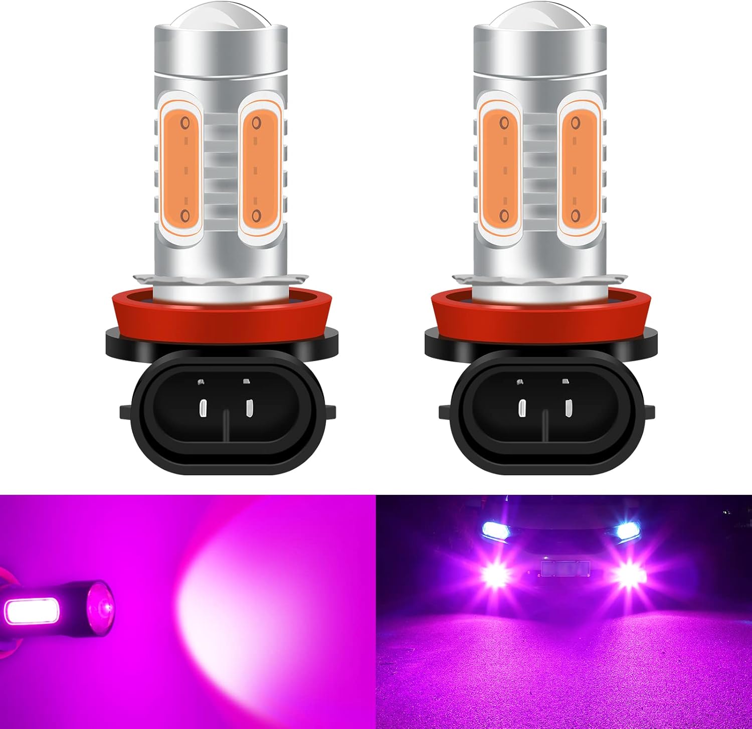 Teguangmei 2 unids rosa H8H11 LED niebla bombillas COB 7.5 W alta potencia Super brillante lámparas 6500 K conducción diurna luz DRL 12 V