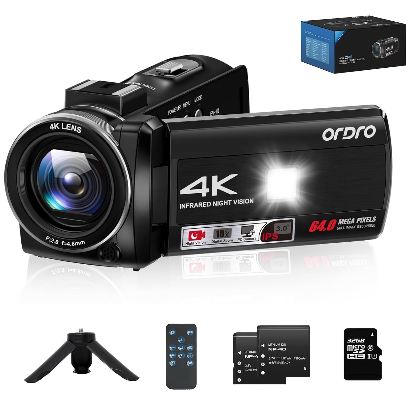 ORDRO 4K Video Camera Z36