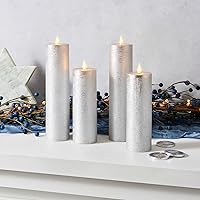 Vista 3 de LampLust Velas parpadeantes sin llama, juego de 4 velas plateadas, funciona con pilas, velas románticas, ideales para decoración de propuestas