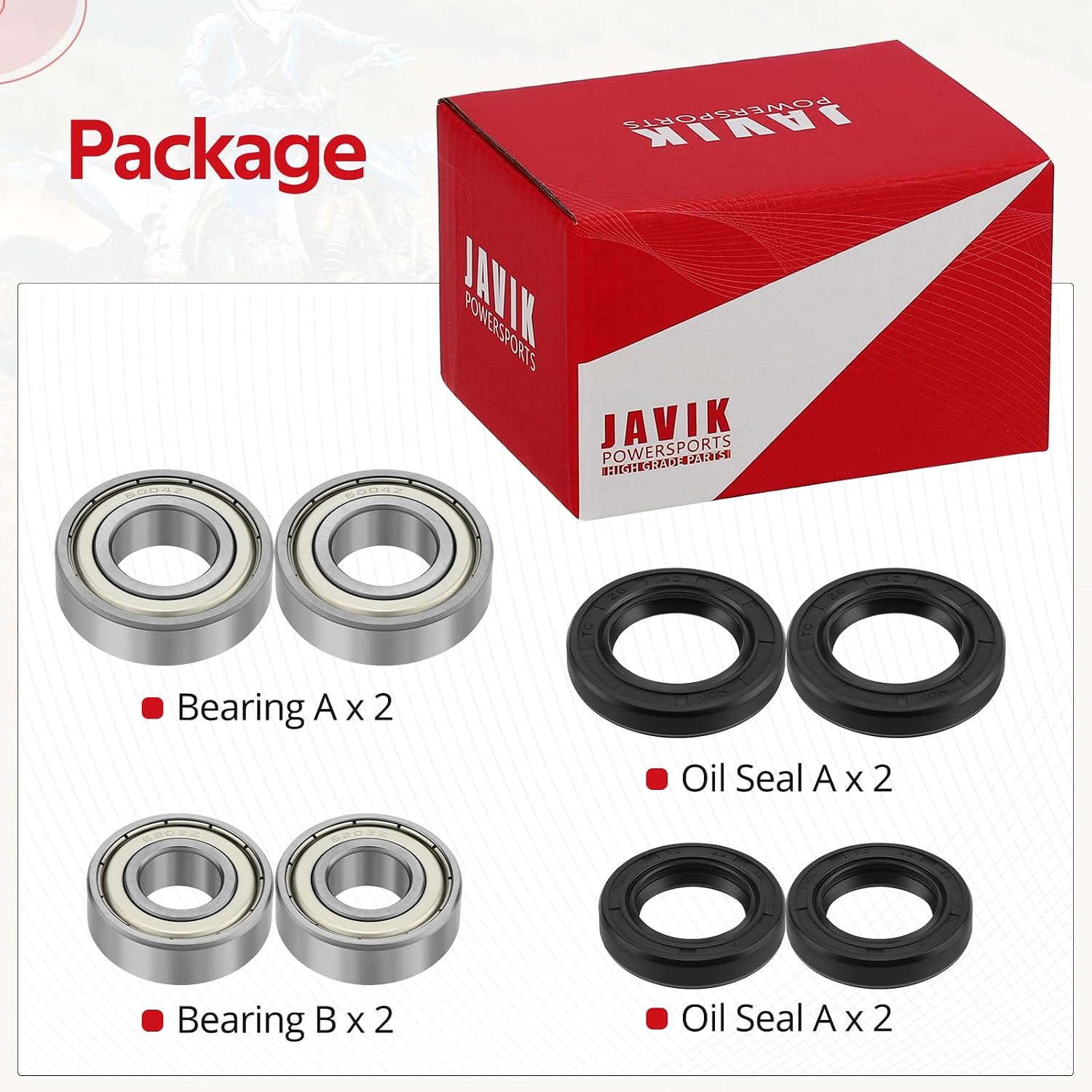 JAVIK Front Wheel Bearings Seals Kit for Yamaha Raptor 700 660 350 250 125 Banshee 350 Warrior 350 YFZ450 Bear Tracker 250 Big Bear 250 Bruin 250 Blaster 200