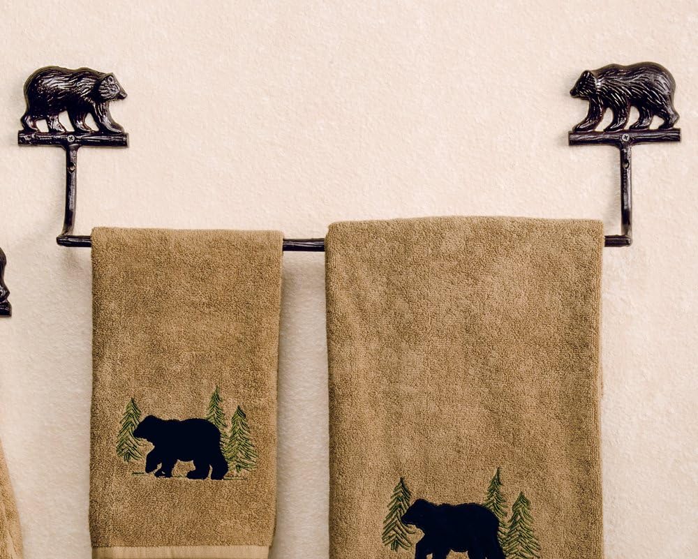 BLACK FOREST DECOR Kodiak Bear Cast Towel Bar - 24 Inch, Aluminum, Bathroom Hardware, 28" W x 3