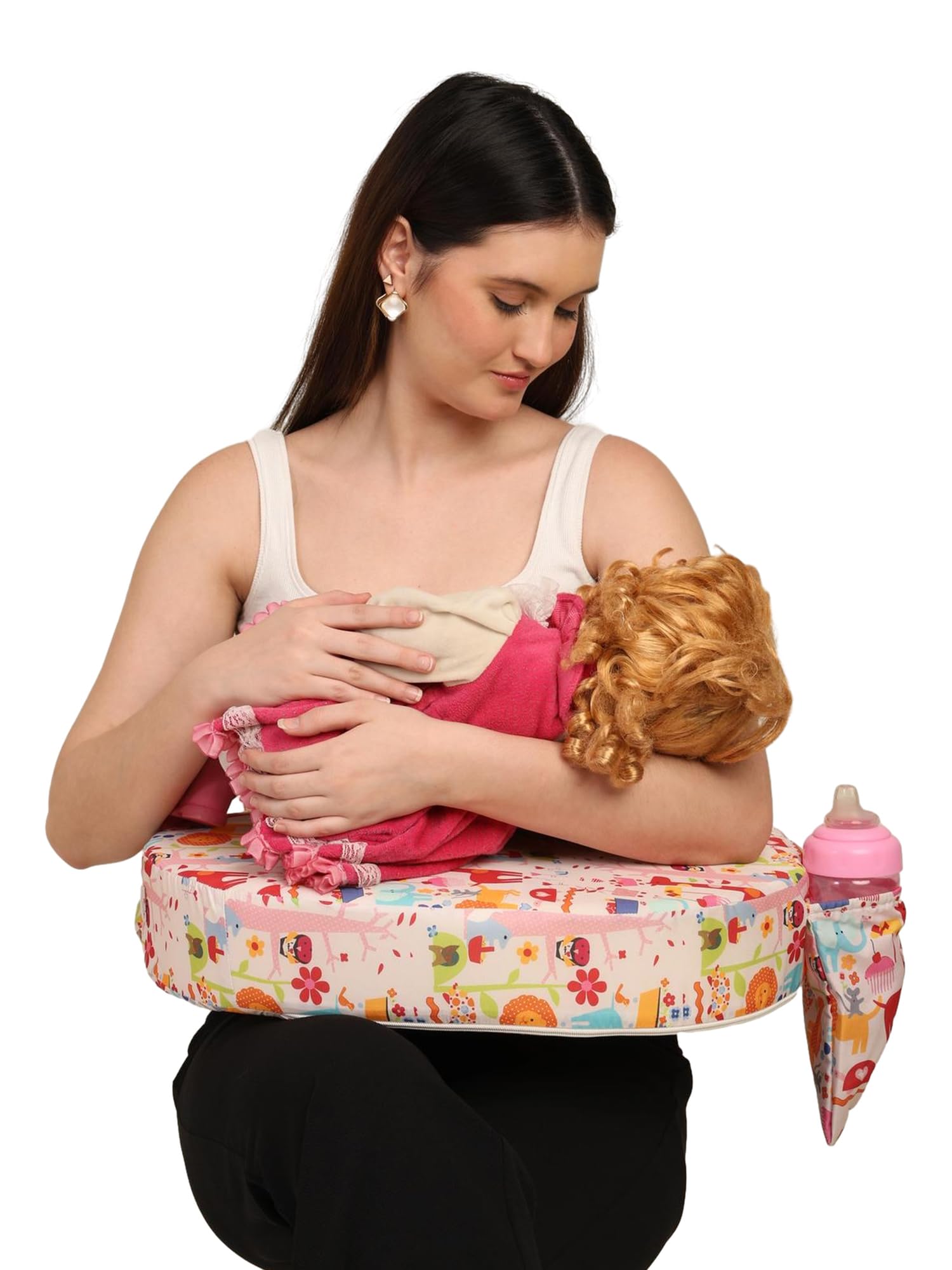 Oscar Home Nursing Pillow for Breastfeeding & Bottle Feeding, Enhanced Posture Support with Double Straps. Great for Breast Feeding Moms (Giraffe)-image-3