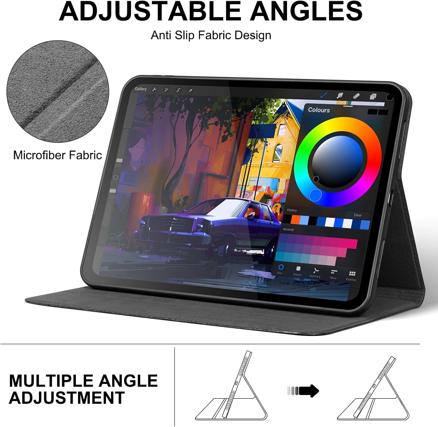 Leather Case for iPad (A16) 11th Gen. 2025 11 Inch, iPad 10th Gen.2022 10.9 Inch, Full Grain Leather Cover with Auto Sleep/Wake, Anti Slip, Black Silver