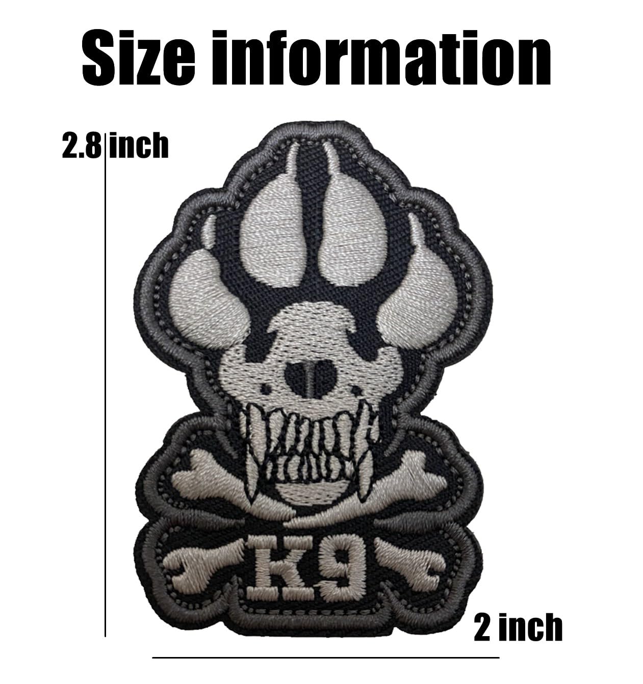 Morton Home K9 & Crossbone Killer Attack Police Dog Fastener PVC Embroidered Army Swat Morale Hook Loop Backing Tactial Badge Swat for Service Animal Vest Morale Patch