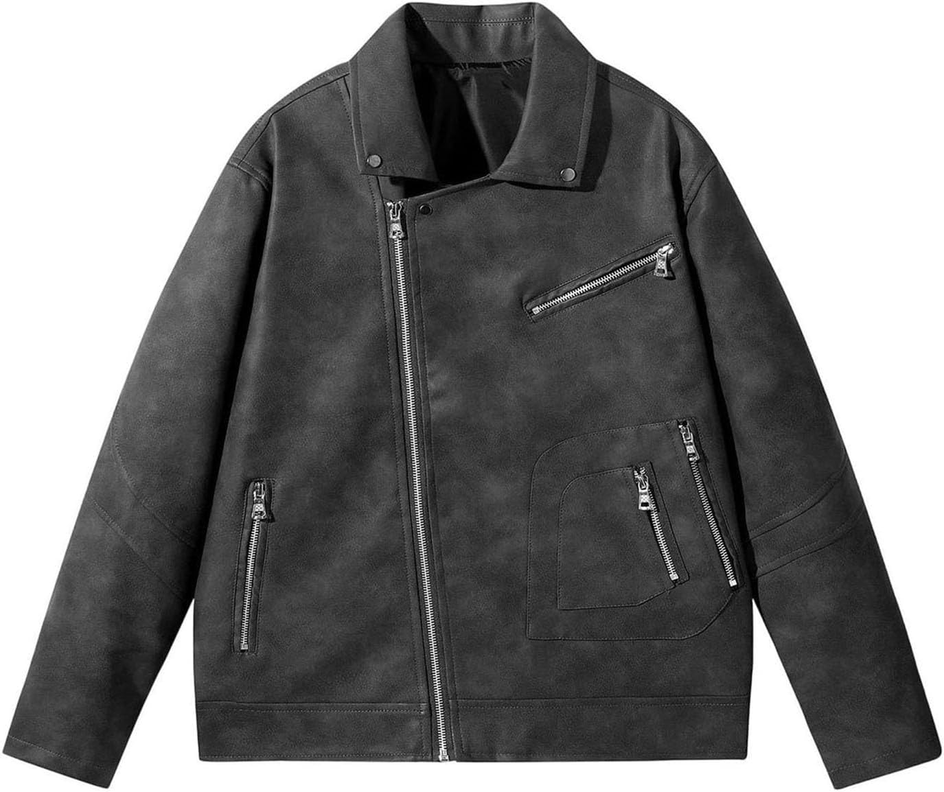 Men’s Spring Fashion Faux Leather Jacket Casual Lightweight Motorcycle Coat