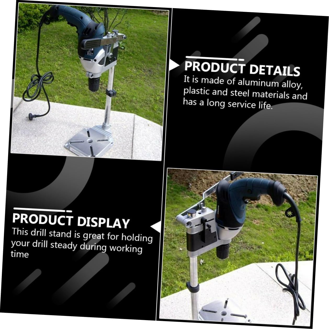 jojofuny Adjustable Single Hole Drill Press Stand Bench Clamp Holder Iron Base for Hand Drill Power Tool Accessories