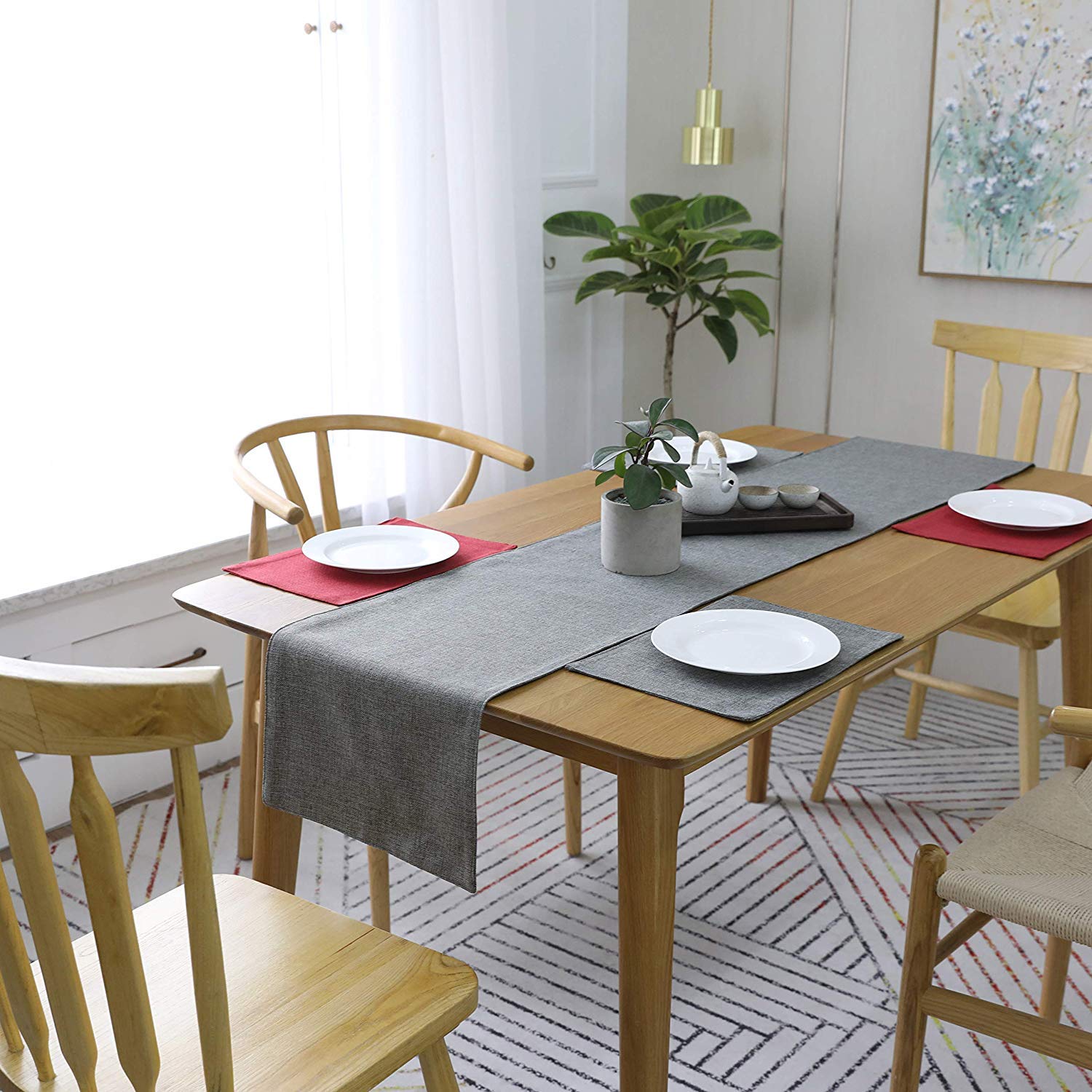 Khooti 両面ウォッシャブルポリジュートテーブルランナー 耐熱 Amazon｜Khooti両面ウォッシャブルポリジュートテーブルランナー