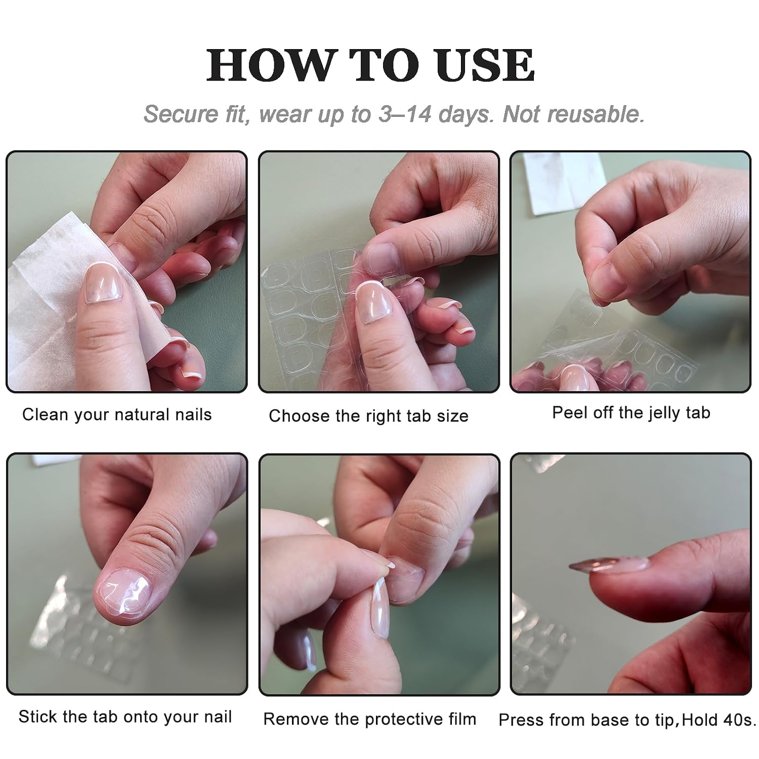 240PCS Nail Sticky Tabs – 10 Sheets Nail Glue Tabs for Press On Nails, 6 Sizes Ultra Thin Waterproof Adhesive Nail Tabs, Double Sided Nail Tape Stickers for Fake Nails