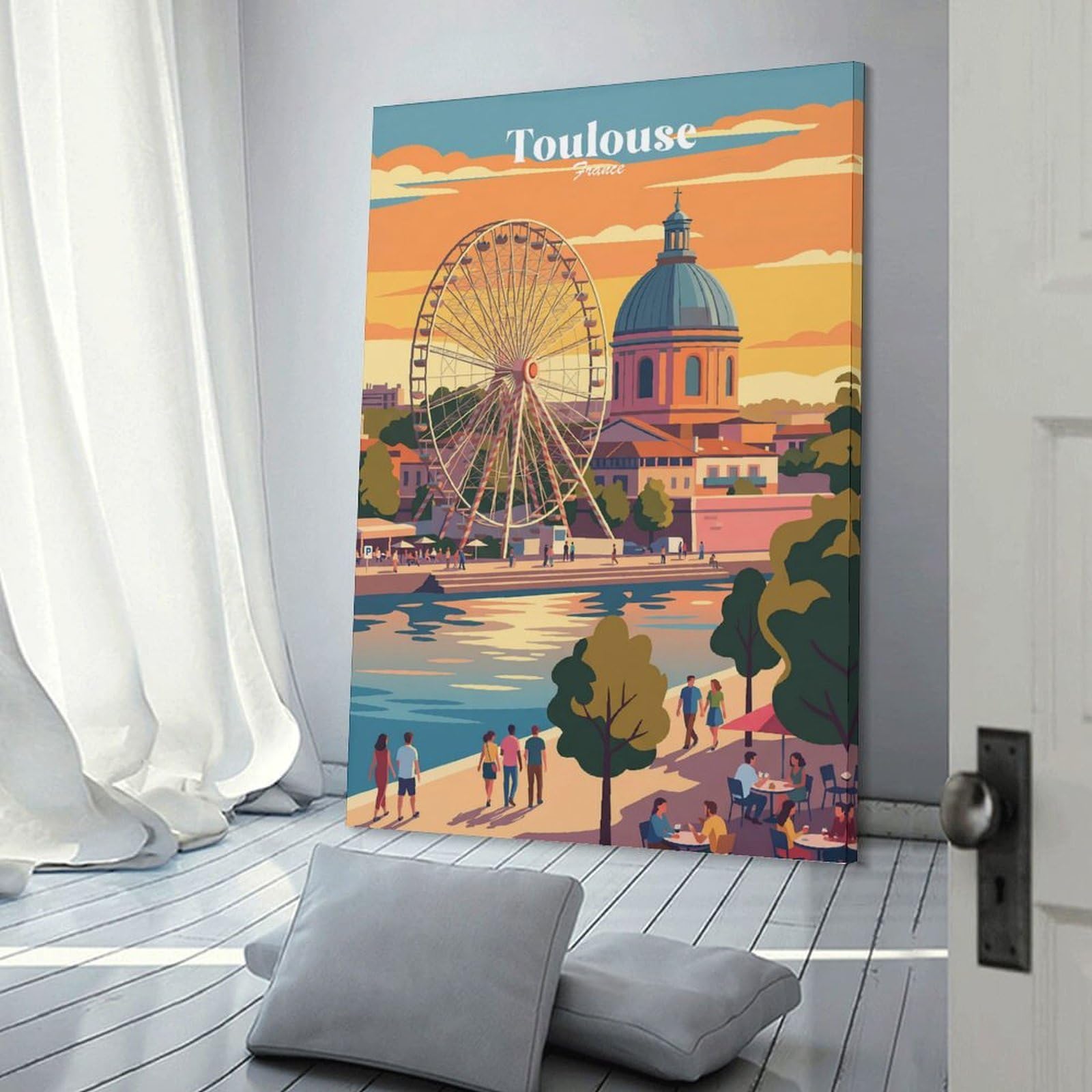 Junmoney Room Decor Wall Art Toulouse France, 24x36inch(60x90cm), for Living Room, Lounge Or Sitting Room, Canvas Styling for A Polished Room Look
