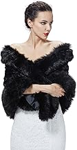 BEAUTELICATE Faux Fur Shawl Stole Winter Bolero Women Party Evening Dress for Weddings Bride Bridesmaid