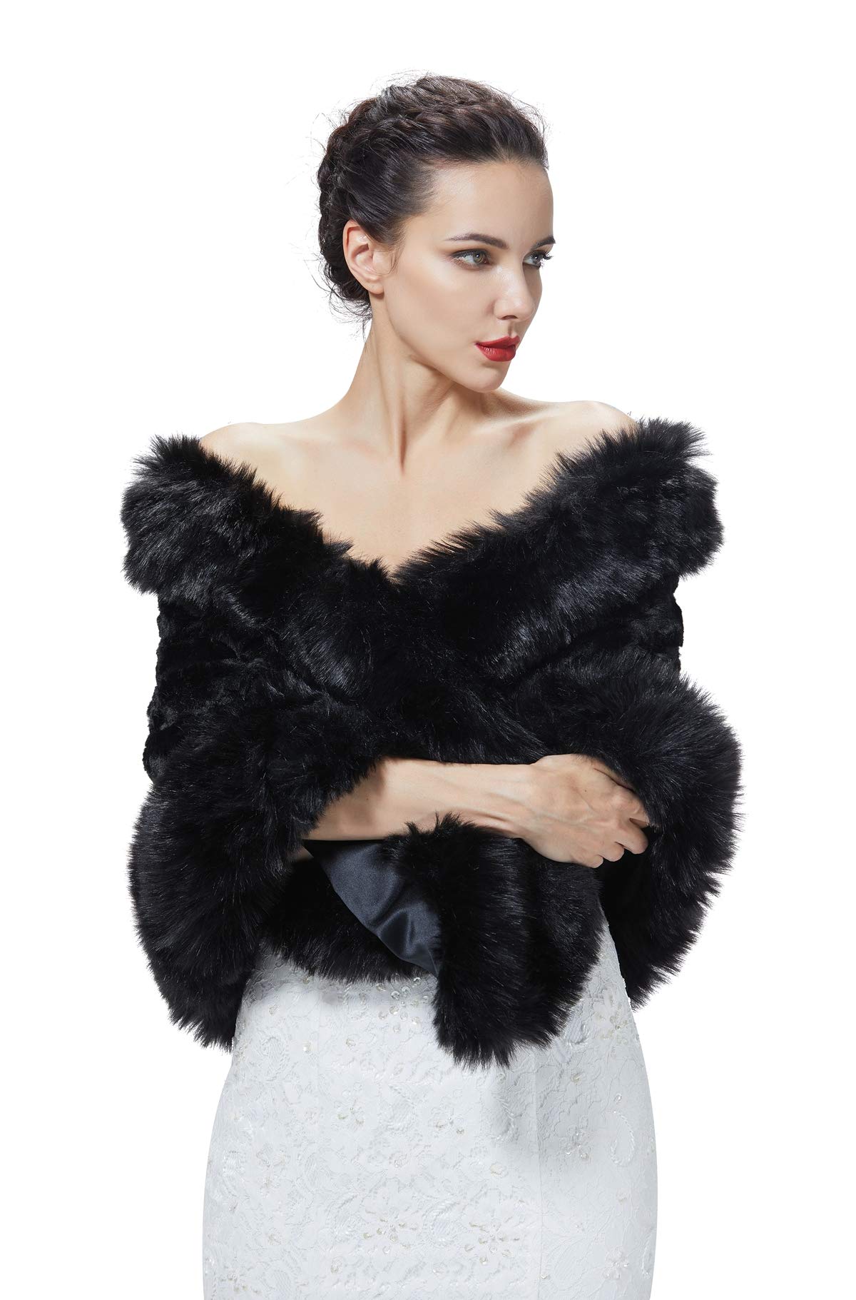 BEAUTELICATE Chal de piel sintética Estola Invierno Bolero Mujer Fiesta Vestido de Noche para Bodas Novia Dama de Honor