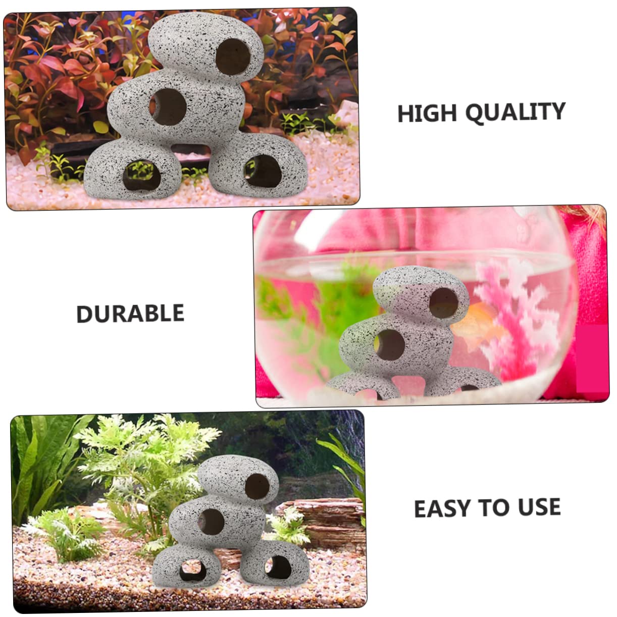 ORFOFE 2Pcs Fish Hiding Stones Fish Tank Stones for Fish Shrimp Shelter Lightweight Resin Enhance Aquarium Environment
