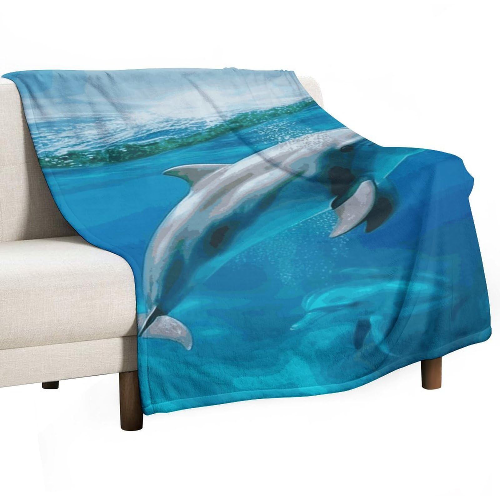 Petite couverture dauphin en flanelle, cadeau d'anniversaire marin
