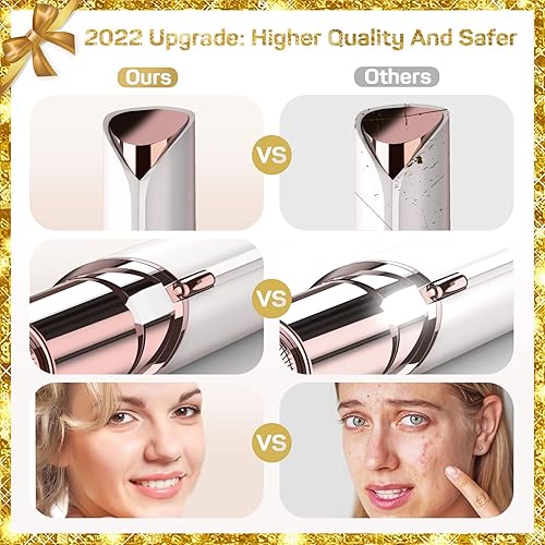 Miniatura 5 de Gurelax Afeitadora facial como regalo de Navidad (con 2 cabezales de repuesto), removedor de vello facial, maquinilla de afeitar facial para