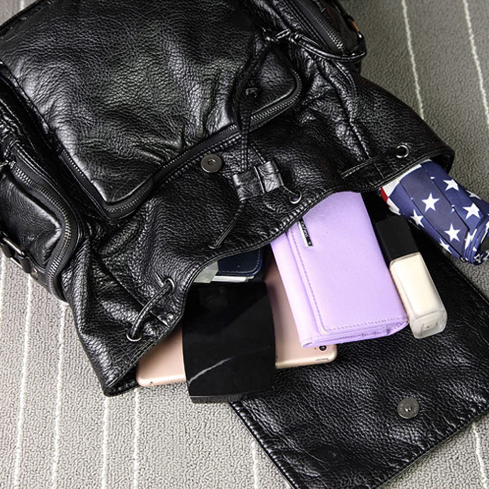 Punk Bolso Mochila Grande con Remache para Mujer Mochilas Tipo Casual para Adolescente Niña en Cuero de PU Negra