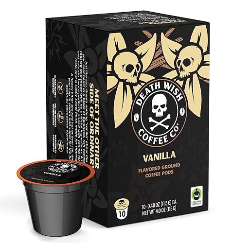 Death Wish Coffee, Single Serve Coffee Pods - Vanilla Pods (10 Count) - Vanilla - 10 Count (Pack of 1)