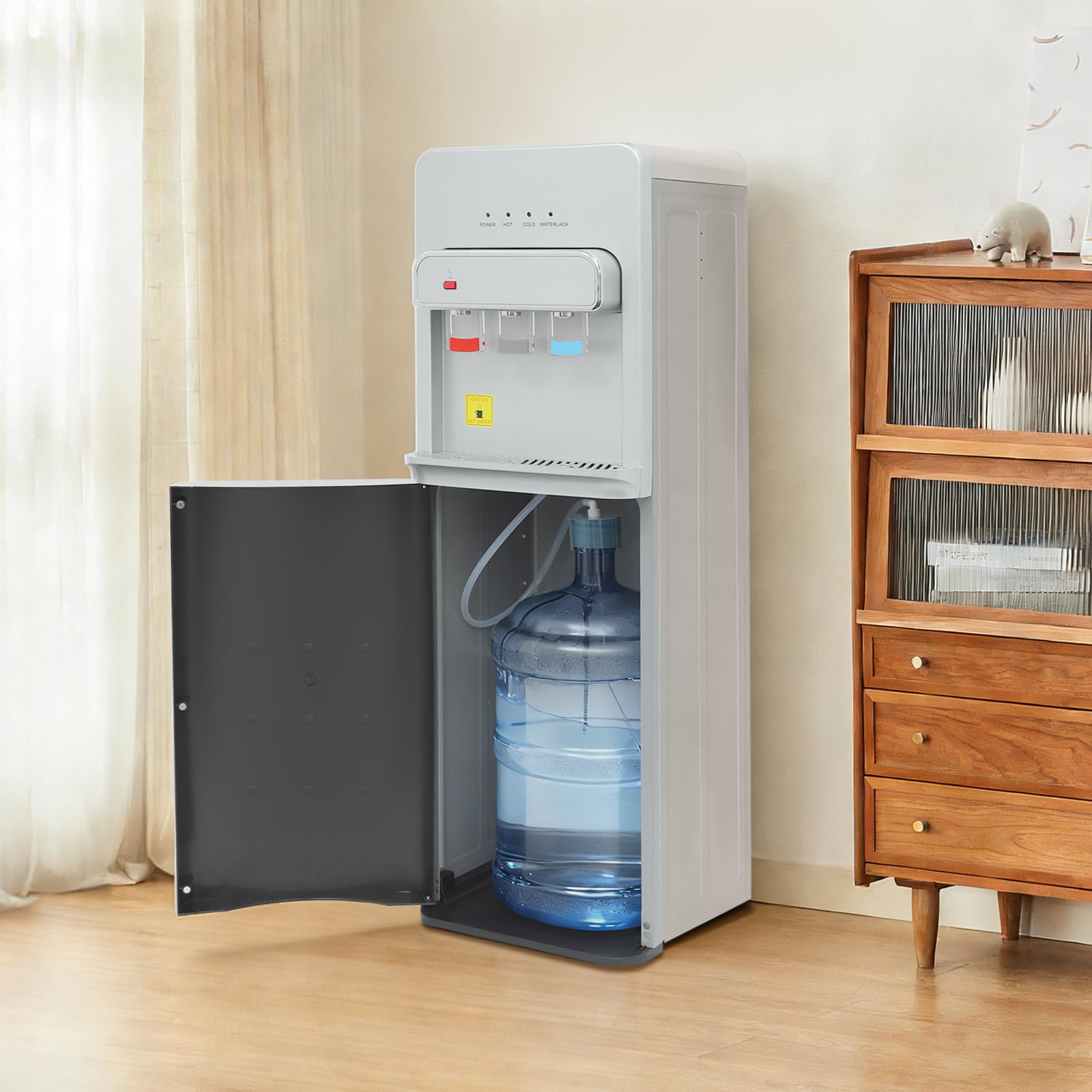 Distributore di acqua calda da 550 W, con caricamento a pavimento, a freddo, doppia funzione, elettrico, 85 ~ 95 ℃, per casa, ufficio, camera da letto, soggiorno, argento