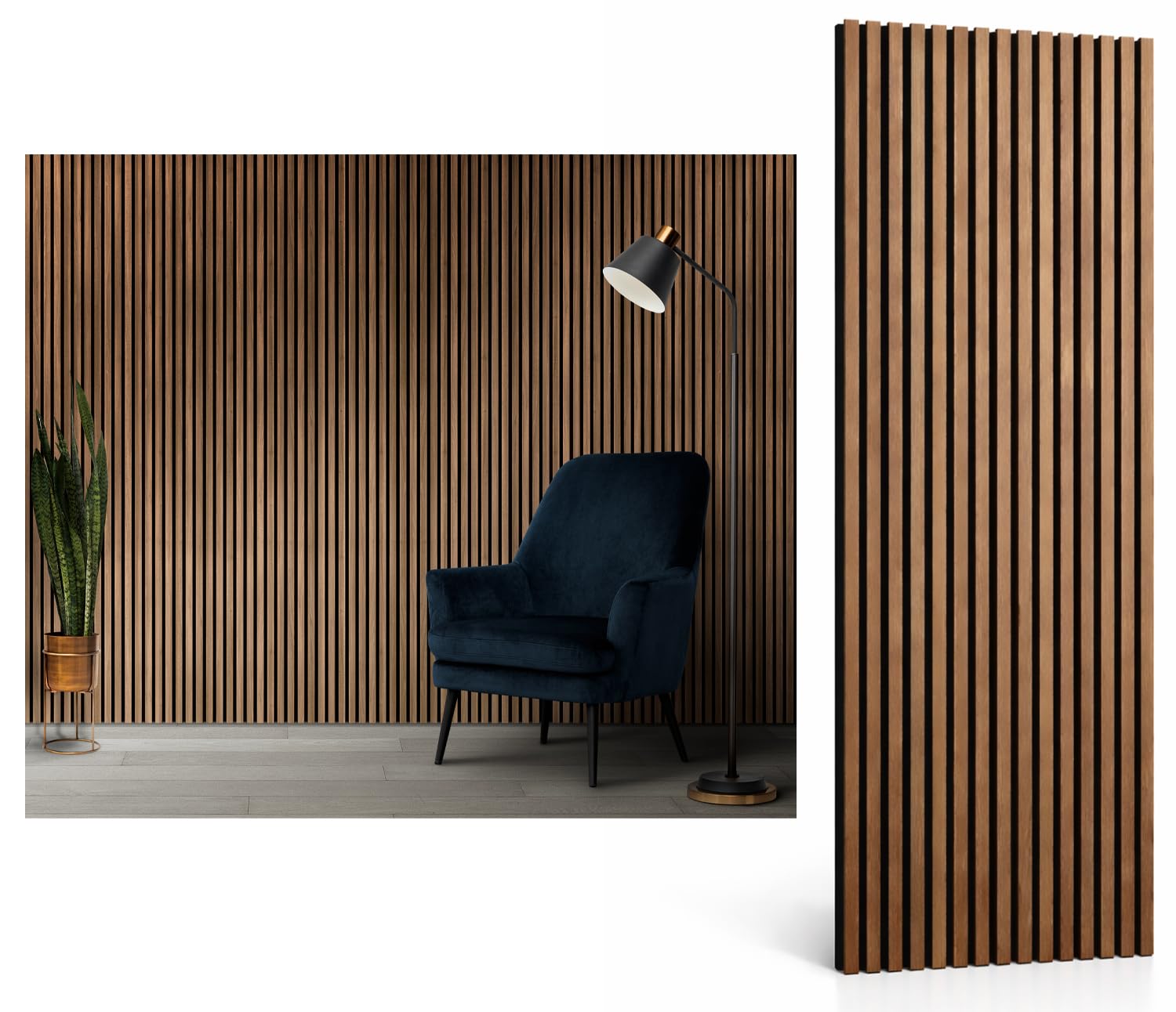 Acoustic Wall Panels 2400x600 mm – Wood Slat Wall Panels for Feature Walls – Sound Absorbing Wood Panels for Walls - Slat Wall Panelling for Living Room, Bedroom & Office – Goods Emporium (Walnut)