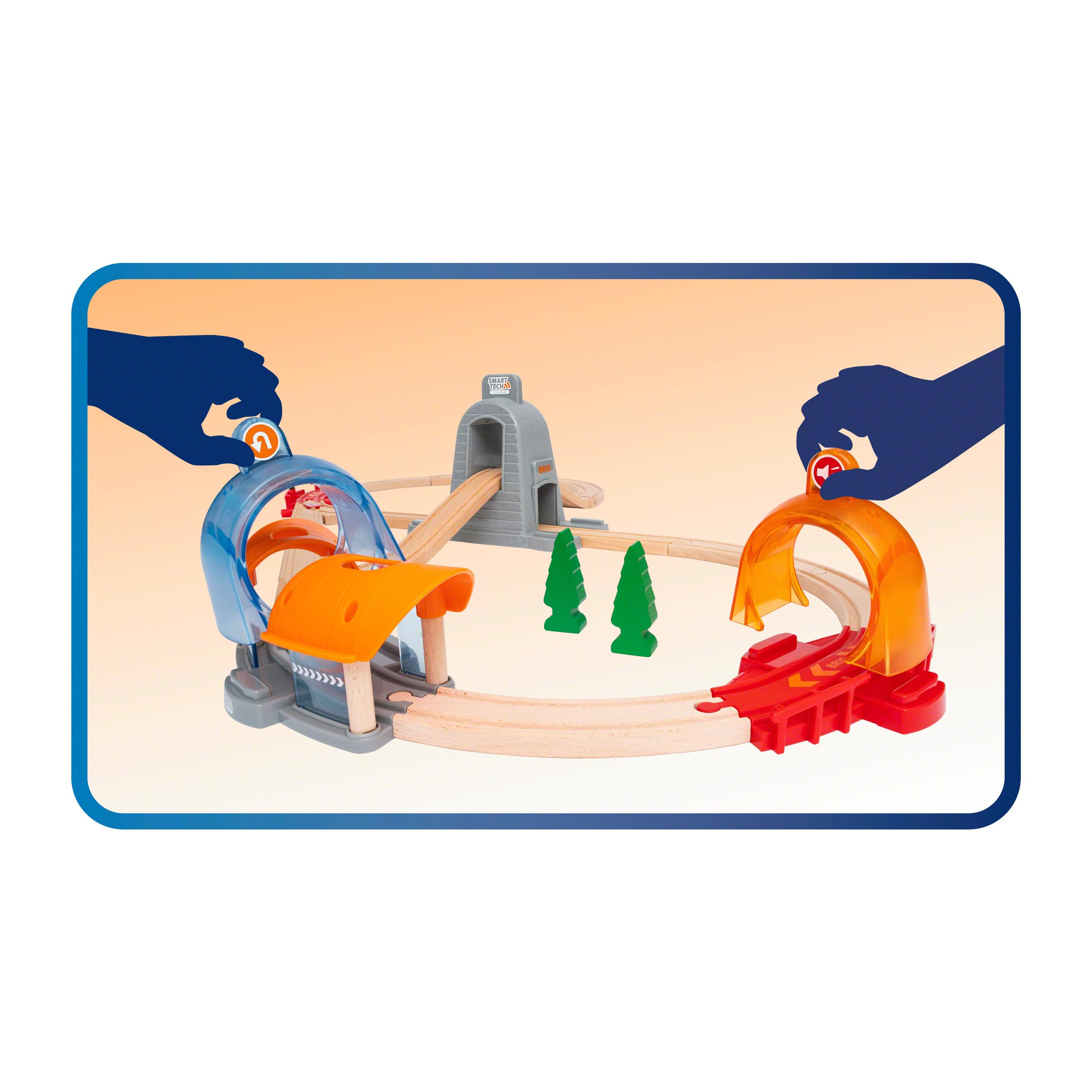 BRIO World 33972 Smart Tech Sound Action Tunnel Reisezug Set - Elektrischer Zug mit Schienen & Tunnel - Interaktives Spielzeug empfohlen ab 3 Jahren