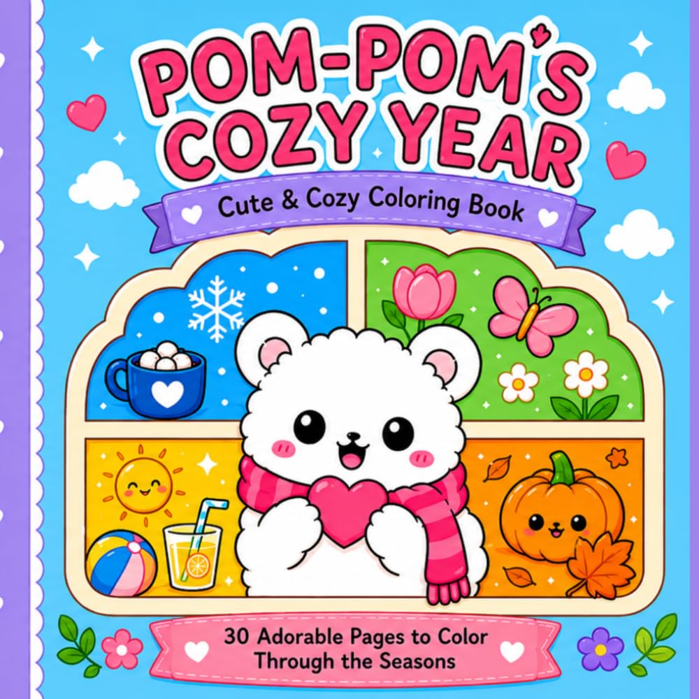 Pom-Pom's Cozy Year: Cute and Cozy Coloring Book (Pom-Pom Adventures)