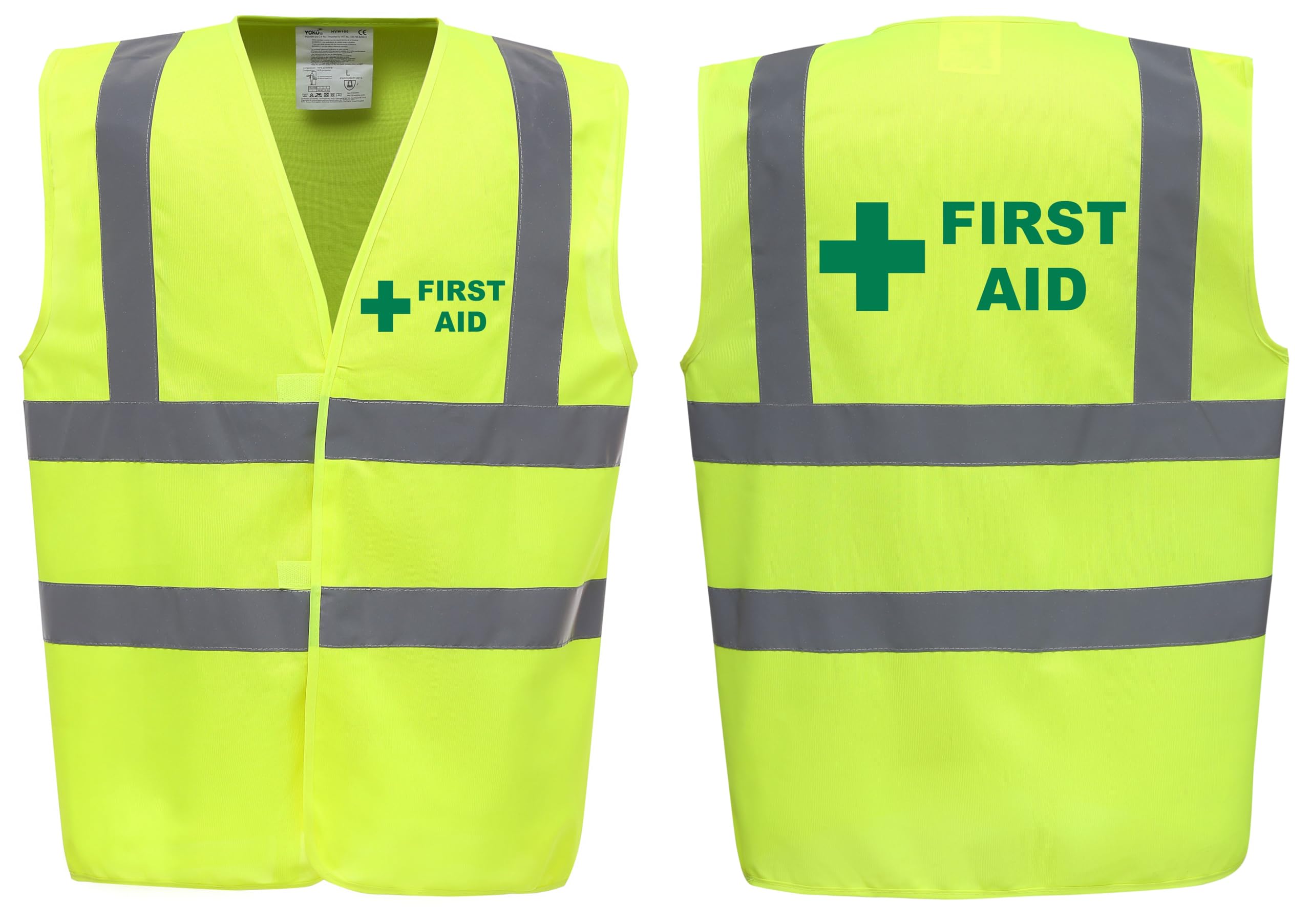 First Aid Premium Yellow Hi Vis Vest - High Visibility Safety Waistcoat with Reflective Bands for Company Compliance First Aid & Medical Staff, Brook Hi Vis (Yellow, Medium)