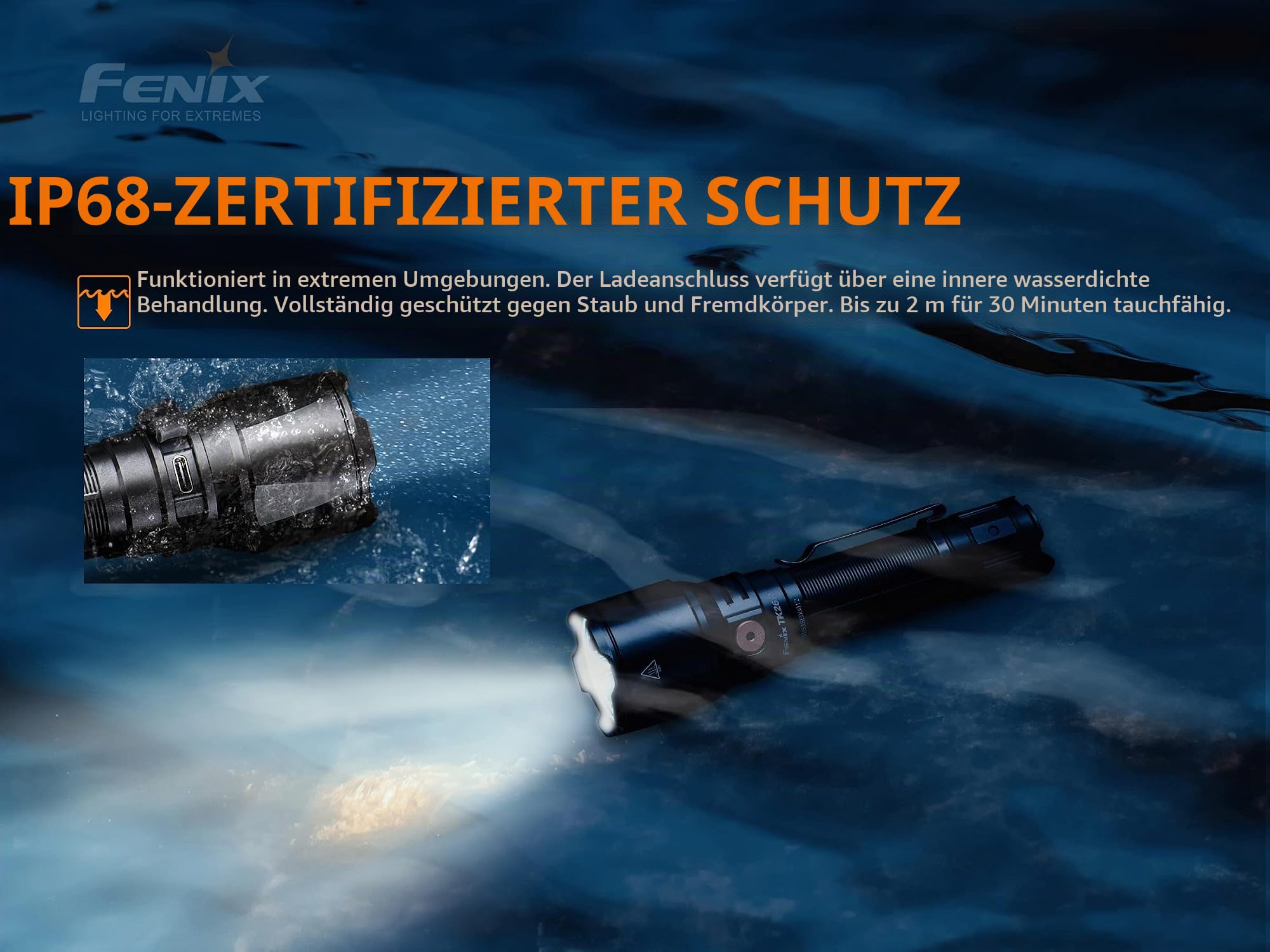 Fenix TK26R Tactical Law Enforcement Flashlight, superhelle taktische Taschenlampe, LED-Taschenlampe, 1500 Lumen, 350 Meter Reichweite, Strobe-Funktion