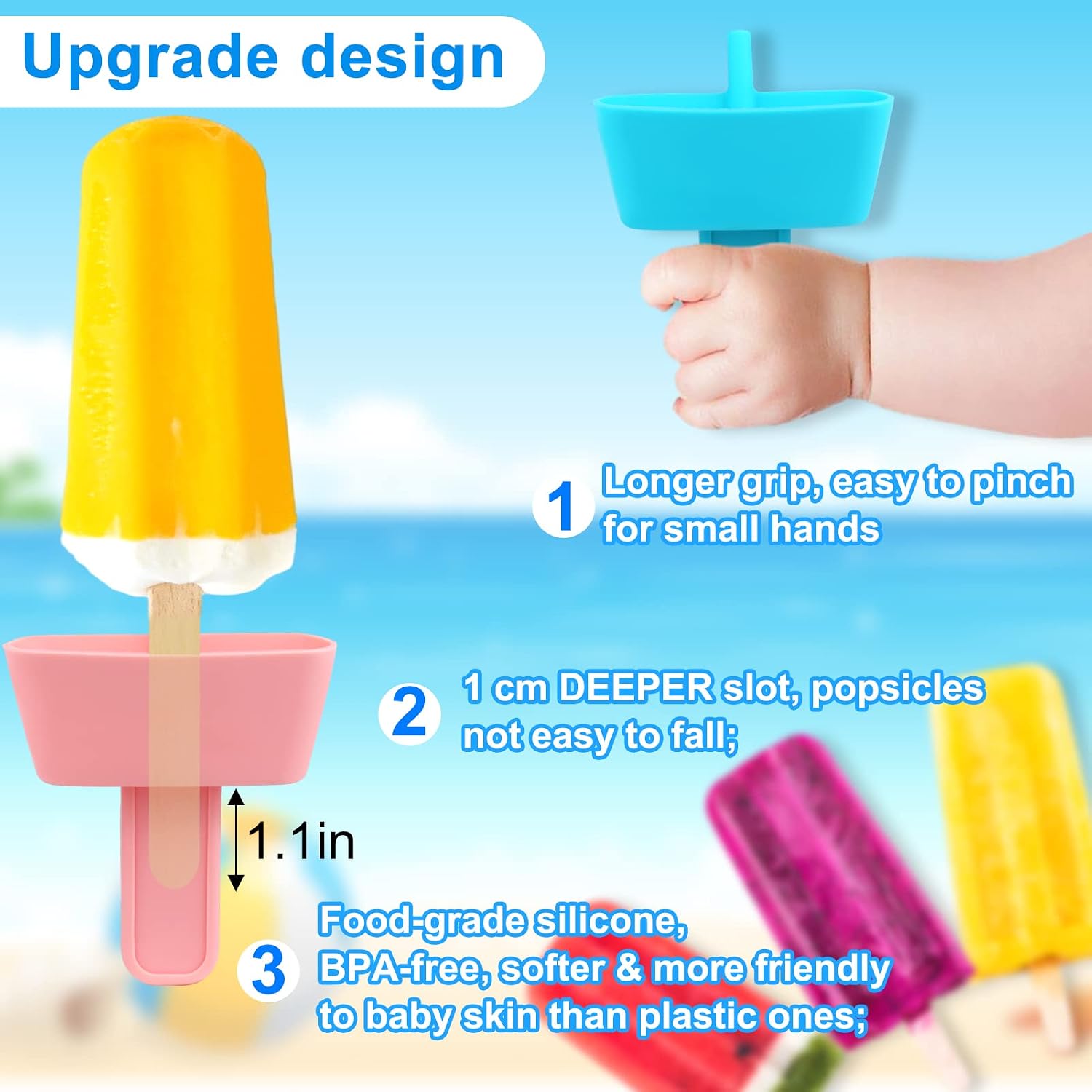 AIERSA 8pcs Popsicle Holders and Ice Pop Sleeves Set for Kids