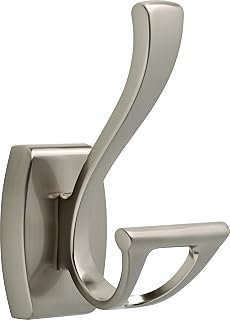 Delta Dansant Double Towel Hook, SpotShield Brushed Nickel Robe Holder for Bathroom - Durable Zinc, Easy Install