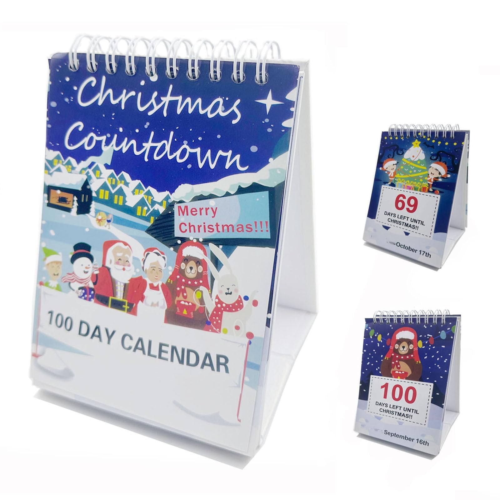 100 Day Christmas Countdown Calendar, Reusable Advent Calendar, No Week Displayed, Festive Daily Holiday Tracker, for Home Office Room Decor Xmas Gift (2)