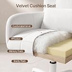Modern Velvet Vanity Chair, Adjustable Height, 360° Swivel with Caster Wheels, High-Back Office Desk Chair with Soft Armrests and Lumbar Support, for Bedroom Makeup Table and Home Workspace