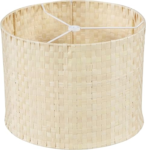 Aspen Creative 31603, pantalla de araña de tambor, hoja de palma natural, parte superior de 12 pulgadas x 12 pulgadas inferior x 9 pulgadas de