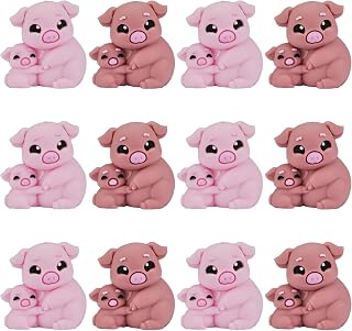 12Pcs Cute 3D Silicone Beads for Keychain Making Pig Focal Beads for DIY Beaded Pens Jewelry Bracelet Lanyard Making