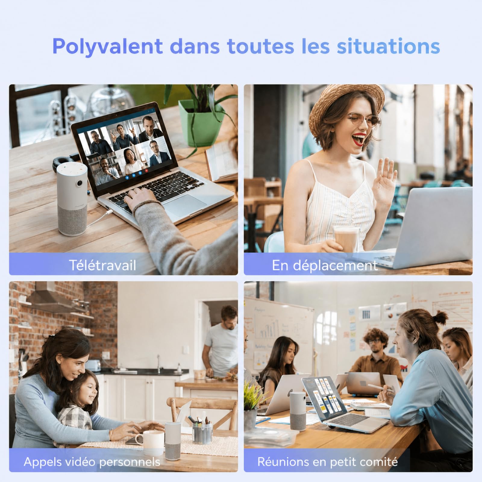 Nuroum C10 Webcam avec Microphone et Haut-Parleur, 1080P Full HD Tout-en-Un, Grand Angle 90°, Caméra Vidéo Portable, Réduction de Bruit AI, USB Plug&Play pour Windows/Mac