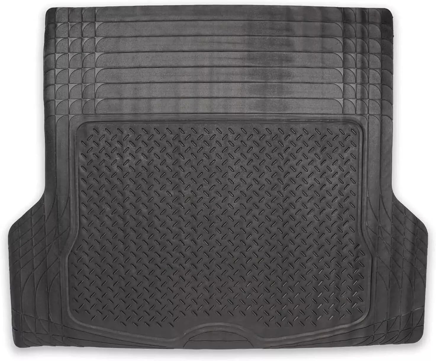 For RENAULT KANGOO - Semi Tailored Car Boot Mat Rubber, Diamond Design Non-Slip, Trim to Fit - Black