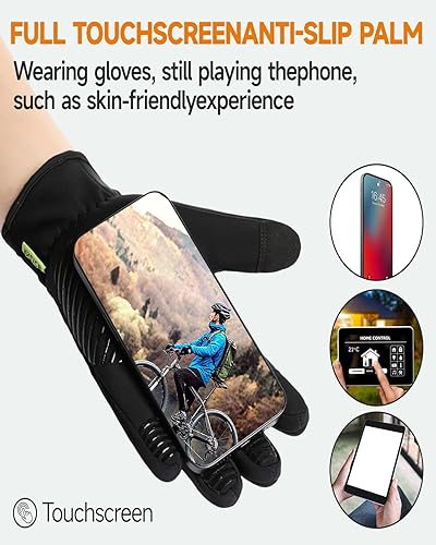 Miniatura 5 de Guantes de invierno para hombre, impermeables y resistentes al viento, guantes de ciclismo de 10 F para mujer, guantes cálidos para pantalla táctil