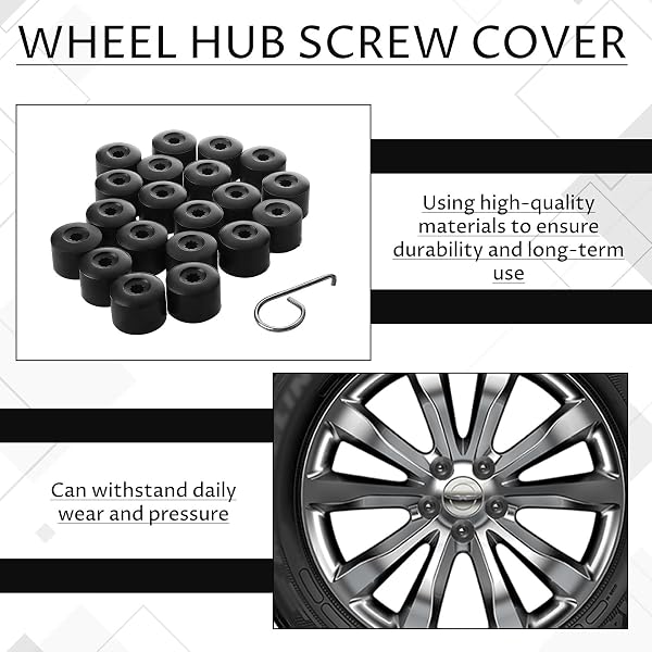 Cache Ecrou, 21 pièces Cache Ecrou 17mm, Cache Moyeu Vw, Cache Moyeu pour Volkswagen, Capuchons De Vis De Roue, Comprend les outils de démontage, compatible avec les véhicules pour Volkswagen (noir) - 3