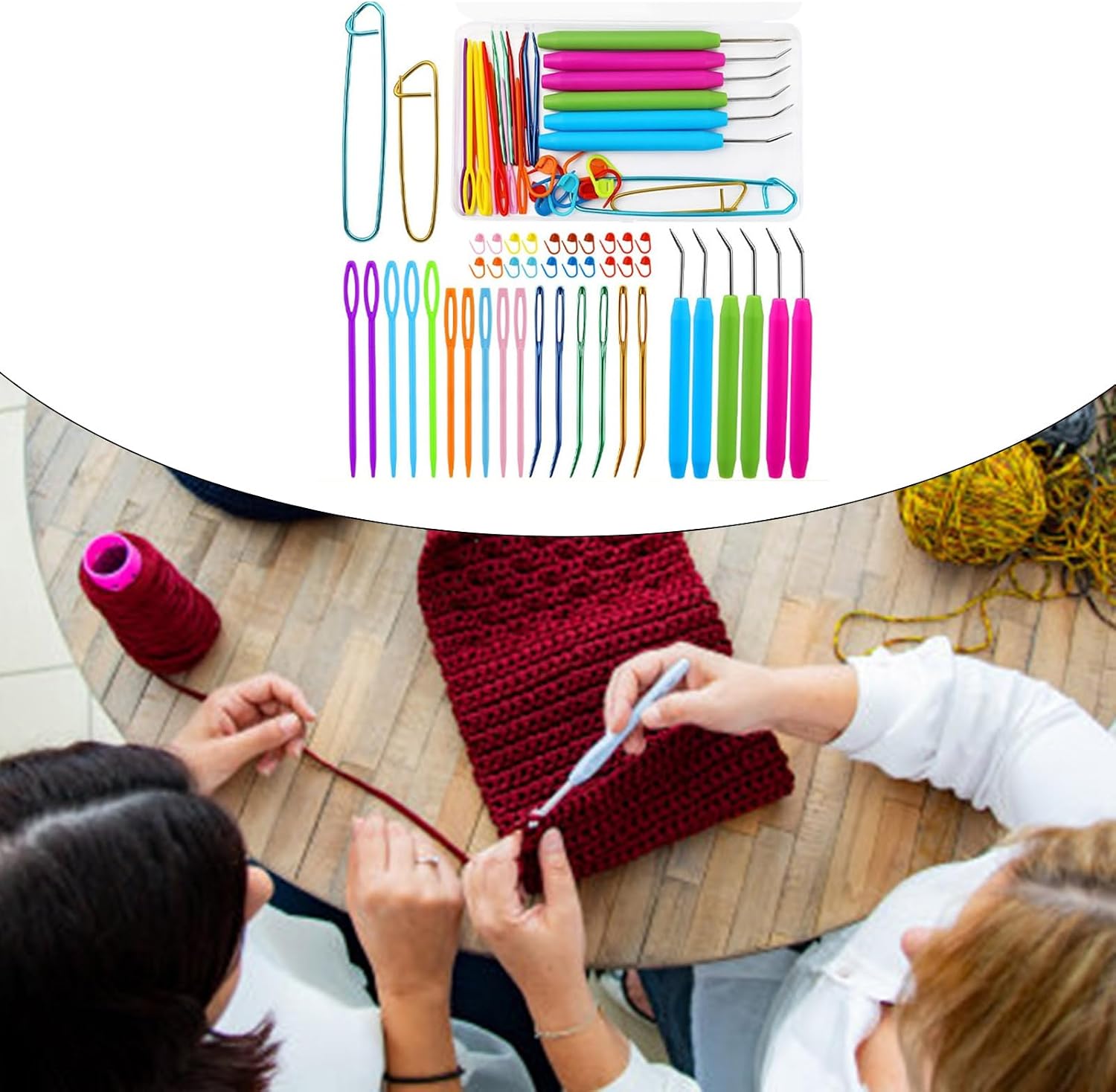 Shurhome 2 Set Knitting Tool Set Stitching Markers Stitching Holder Markers Crochet Kits Practical Cable Needle